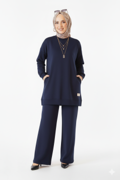 طقم لبنى العملي الصيفي (كحلي )