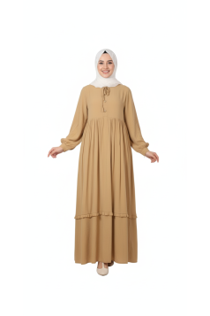 فستان سيلينا بأزرار وموديل كلوش (بيج) 4088