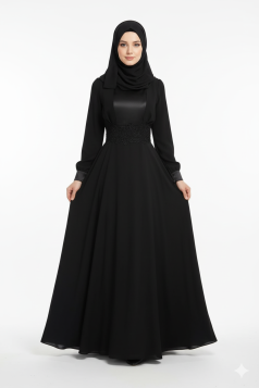 فستان فلة كلوش بتصميم كلاسيكي (أسود) 4103