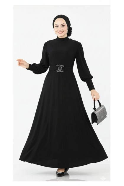 فستان نسائي للمحجبات اسود 6623
