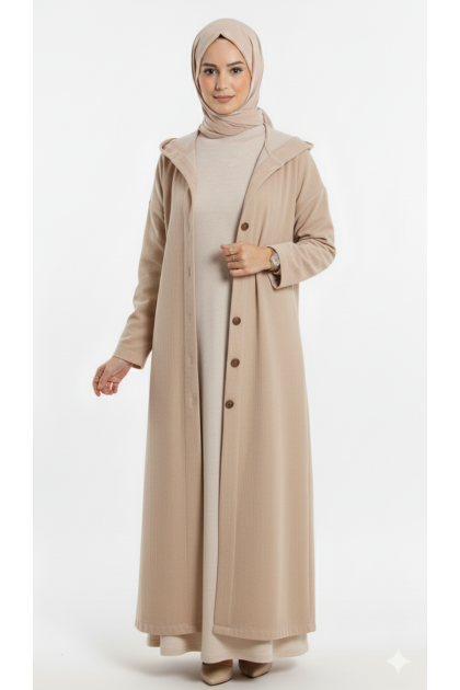 كابان جودي بأزرار وكابيشون (بيج) 4047