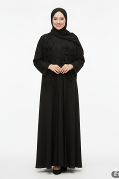 طقم عباية سيرين الرسمي المطرز  من 3 قطع (اللون الاسود)