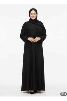 طقم عباية سيرين الرسمي المطرز  من 3 قطع (اللون الاسود)