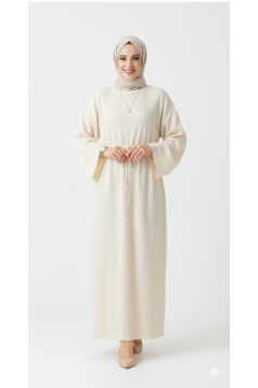 فستان سماح مزين بربطة على الخصر (بلانسر)