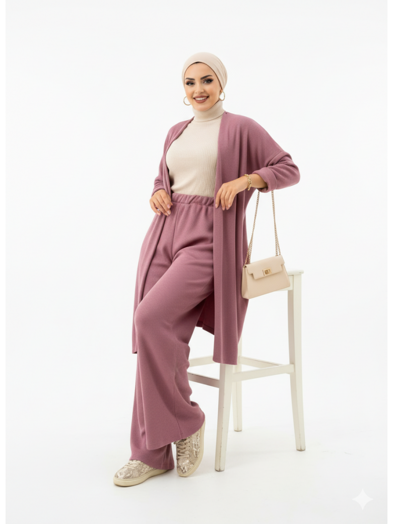 طقم لون وردي 8397 Triko Takim