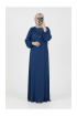 فستان روزا بأكمام مطوية (أزرق) 4077