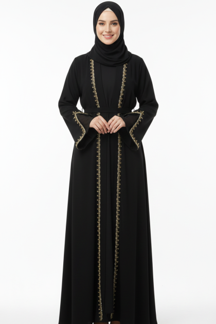 عباية جولنار (اسود+ذهبي)