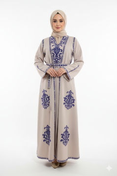 عباية اريج لون ( ابيض وازرق)