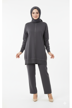 طقم هايلة التريكو (رمادي)