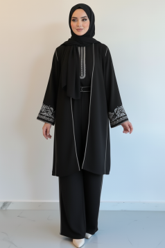 طقم مغربي3 قطع مناسب لكل المواسم (اسود)