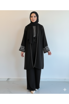 طقم مغربي3 قطع مناسب لكل المواسم (اسود)