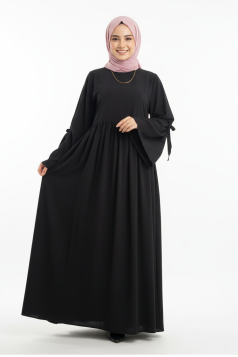 فستان وردة بأكمام واسعة (اسود) 1596