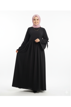 فستان وردة بأكمام واسعة (اسود) 1596