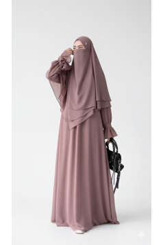 طقم اسماء عباية مع حجاب طبقتين (زهري) 4098