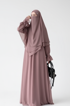 طقم اسماء عباية مع حجاب طبقتين (زهري) 4098