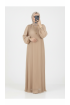 فستان روزا بأكمام مطوية (بيج) 4077
