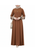 عباية هناء الفضفاضة بتصميم أكمام مميز (بني)