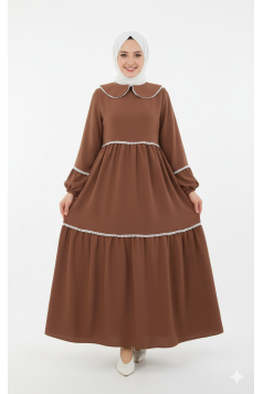 فستان ياقوت بياقة (بني) 1595