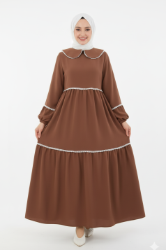 فستان ياقوت بياقة (بني) 1595