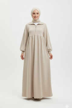فستان حنين الخريفي (بيج) فستان حنين الخريفي (بيج)