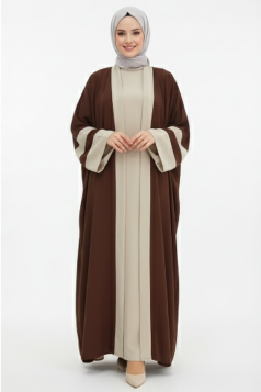طقم عباية رؤى قطعتين المناسب لموسم الصيف الرسمية 1657 (بني)
