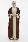 طقم عباية رؤى قطعتين المناسب لموسم الصيف الرسمية 1657 (بني)
