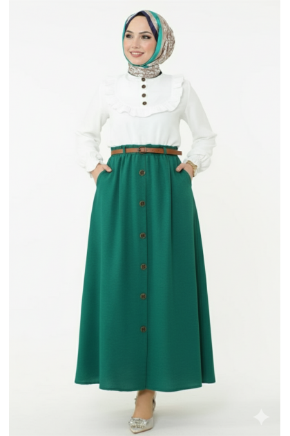 طقم نسائي للمحجبات اخضر 6646