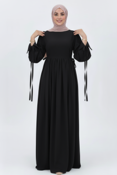 فستان راية لون ( أسود)