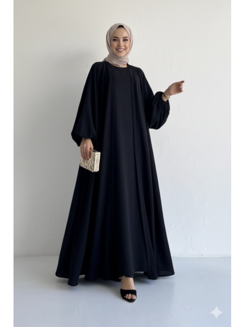 عباية بيلا فضفاض للمراه للمحجبه (أسود) 1420