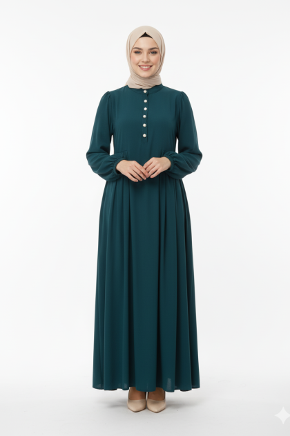 فستان سجى الصيفي العملي لون (زيتي )