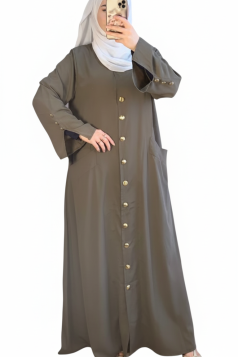 عباية سنا بأزرار كاملة هاكي