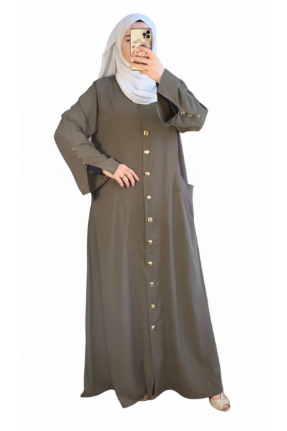 عباية سنا بأزرار كاملة هاكي