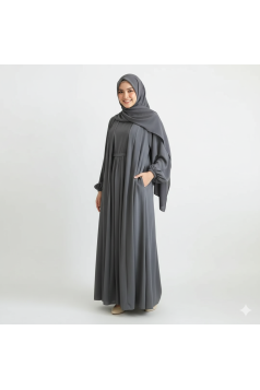 طقم بتول فستان ومشلح خارجي (رمادي) 4095