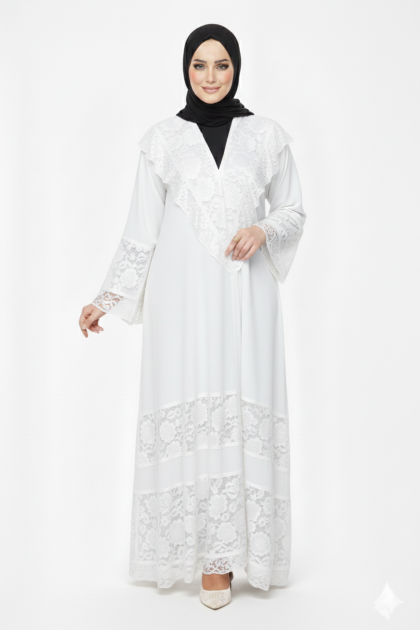 عباية نجمة (ابيض) 