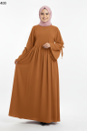 فستان وردة بأكمام واسعة (بني) 1596