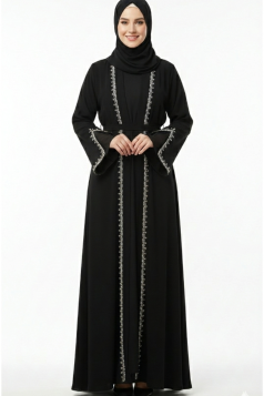 عباية جولنار (اسود+فضي)