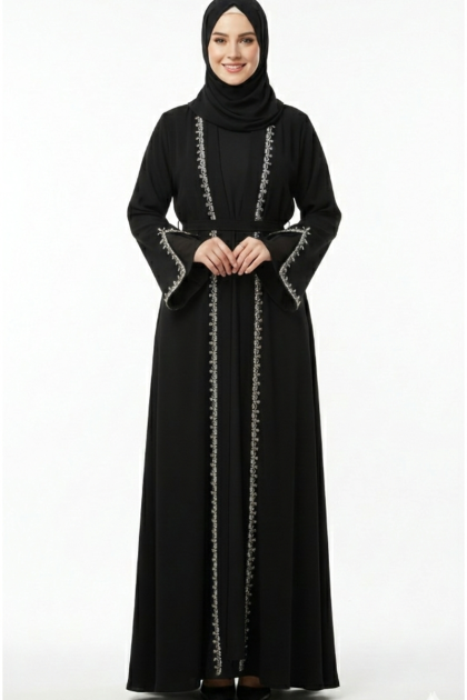 عباية جولنار (اسود+فضي)