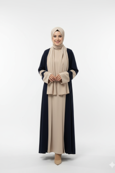 طقم عباية رؤى قطعتين المناسب لموسم الصيف الرسمية   1657 (كحلي)