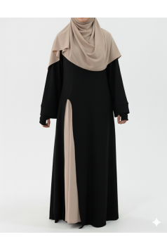 طقم عباية وقار (اسود مع بيج)	