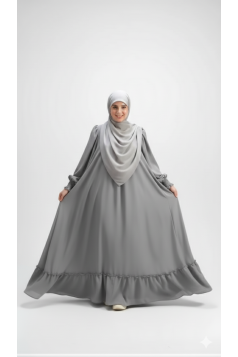 عباية تسنيم مع الحجاب (فضي )