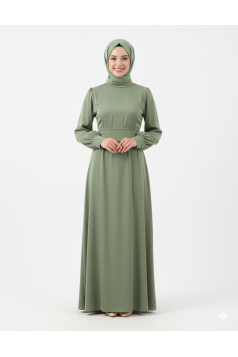 فستان عليا بتصميم أنيق وحزام خصر (منت) 4093