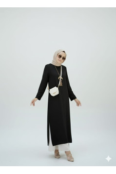 طقم أفنان قطعتين ، تونيك مع تنورة (أسود) 1535
