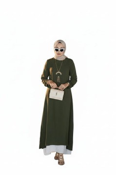 طقم أفنان قطعتين ، تونيك مع تنورة (هاكي) 1535