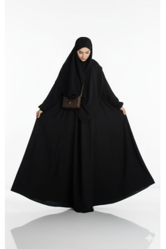 طقم زينب قطعتين فستان عملي وحجاب (أسود) 1477