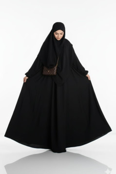 طقم زينب قطعتين فستان عملي وحجاب (أسود) 1477