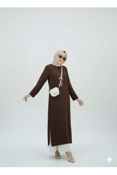 طقم أفنان قطعتين ، تونيك مع تنورة (بني) 1535