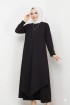 طقم هالة قطعتين تونيك طويل وبنطلون (أسود) 1491