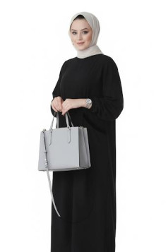 طقم زهراء تونيك بجيوب وبنطلون (أسود) 1518