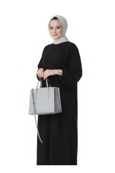 طقم زهراء تونيك بجيوب وبنطلون (أسود) 1518