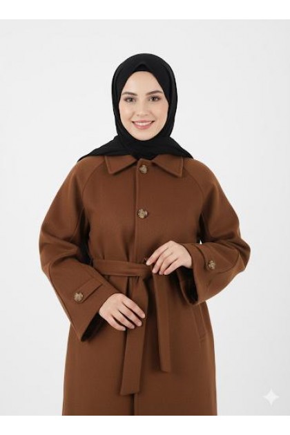 جلباب بيسان بأزرار (بني) 029